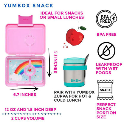 Yumbox Lunchbox with 3 Compartments, Snack - Miami Aqua / Rainbow