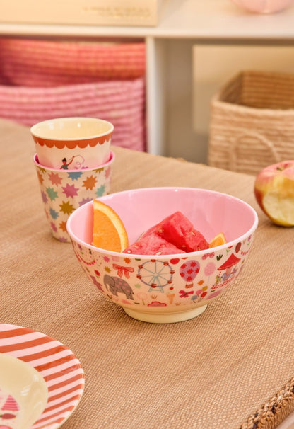 Rice Melamine Bowl, Medium, Pink - Fun Fair Print