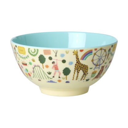 Rice Melamine Bowl, Medium, Mint - Fun Fair Print
