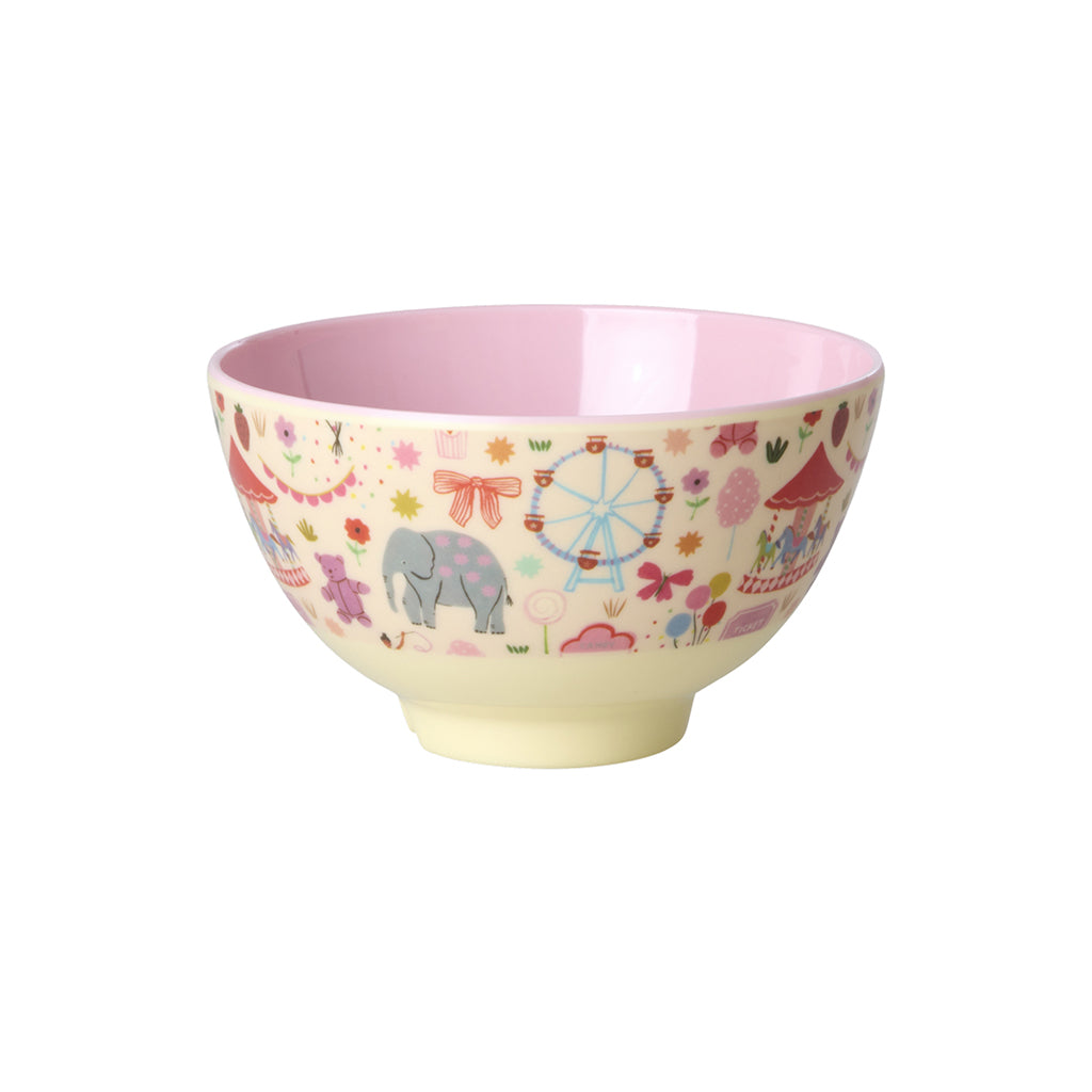 Rice Melamine Bowl, Small, Fun Fair Print - Pink