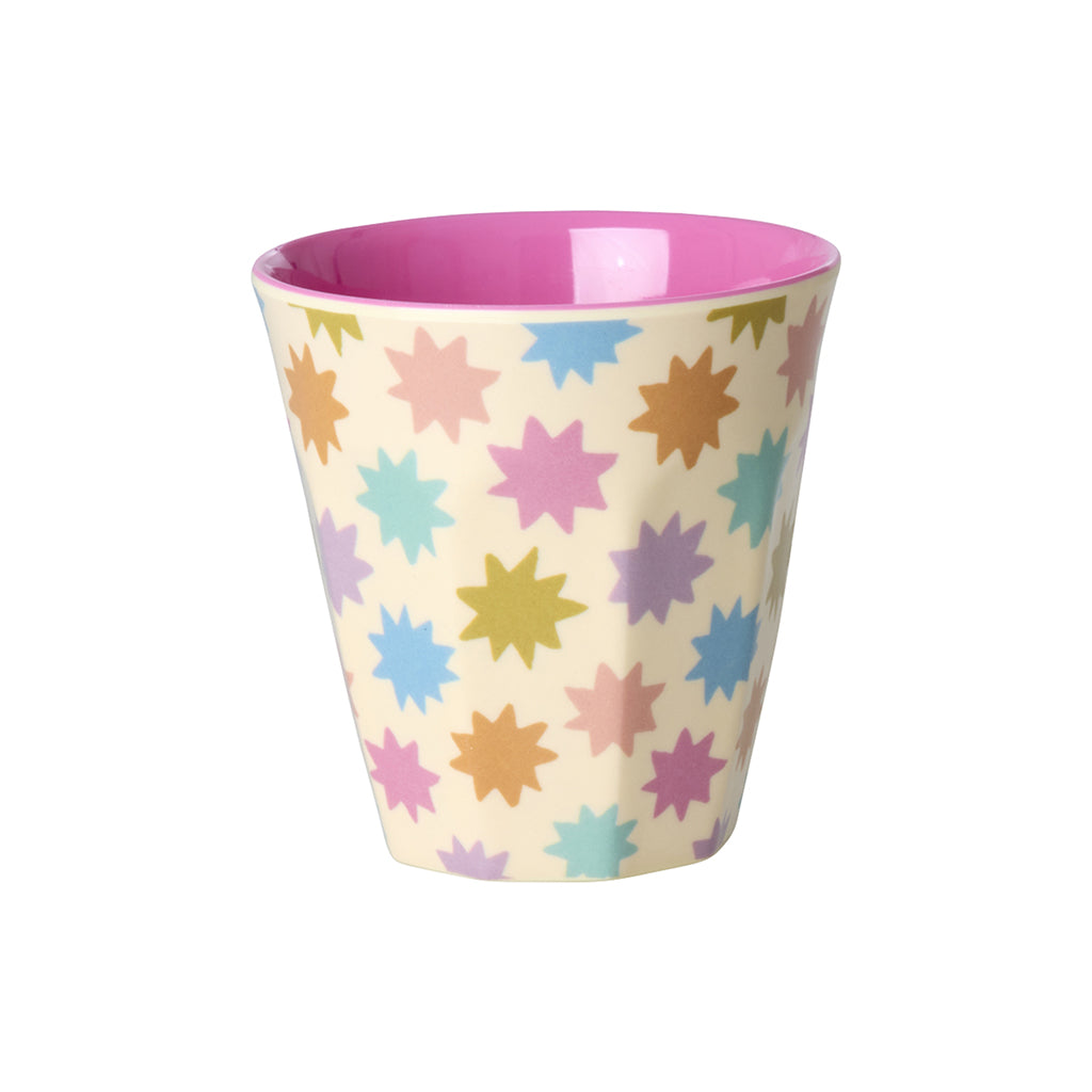 Rice Melamine Cups, Fun Fair Print, Set of 6, Small - Pink