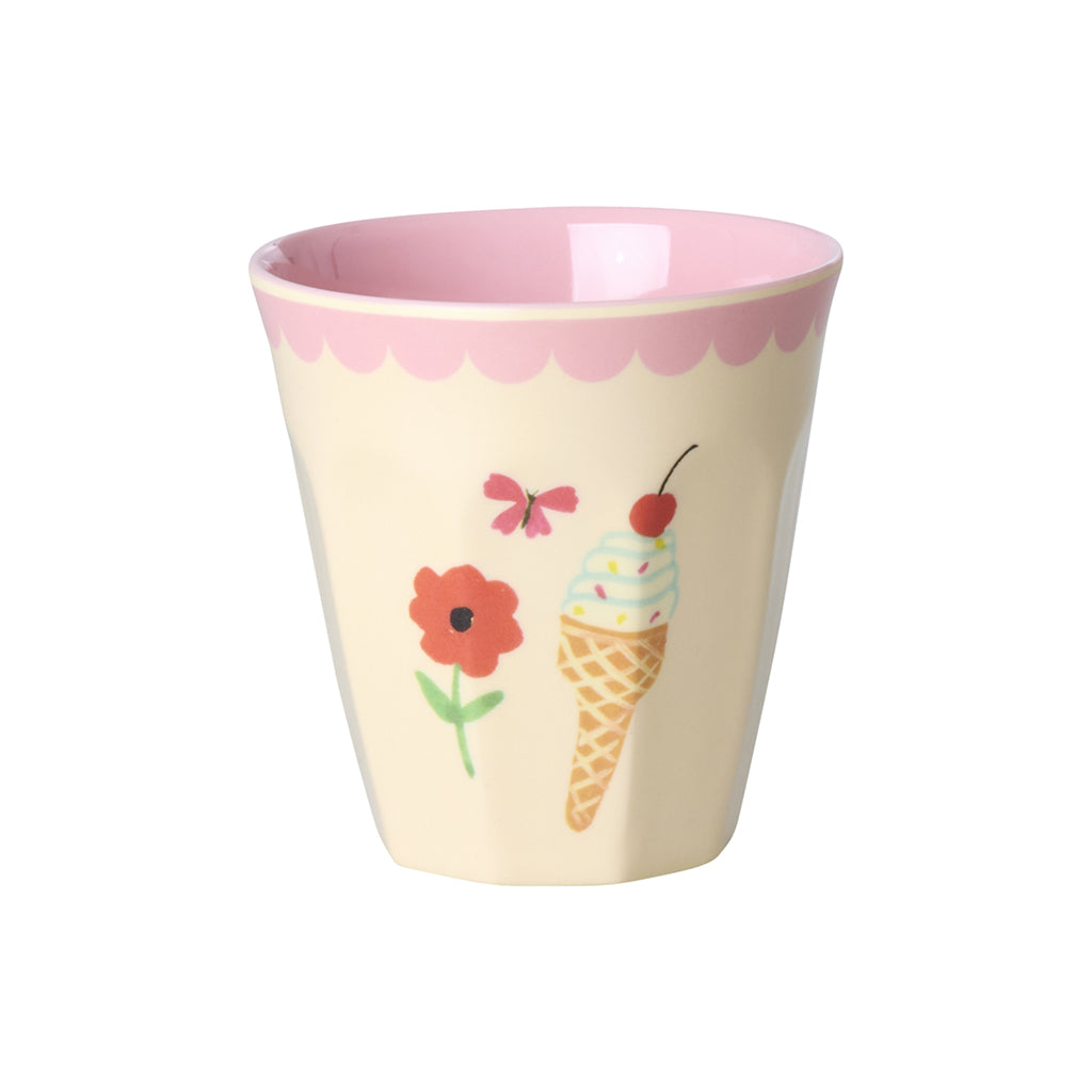 Rice Melamine Cups, Fun Fair Print, Set of 6, Small - Pink