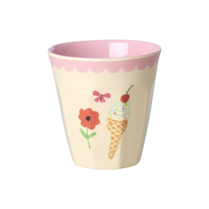 Rice Melamine Cups, Fun Fair Print, Set of 6, Small - Pink