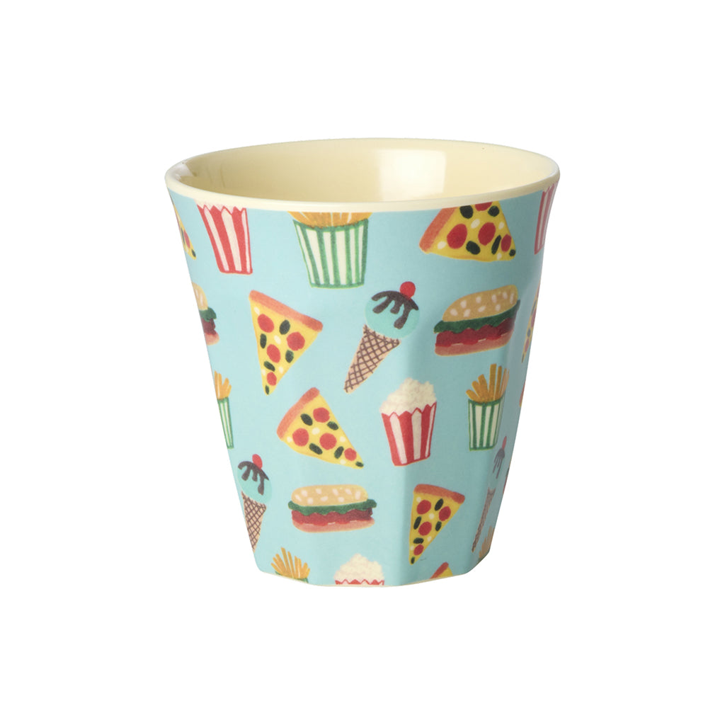 Rice Melamine Cups, Fun Fair Print, 6-Pack, Small - Mint