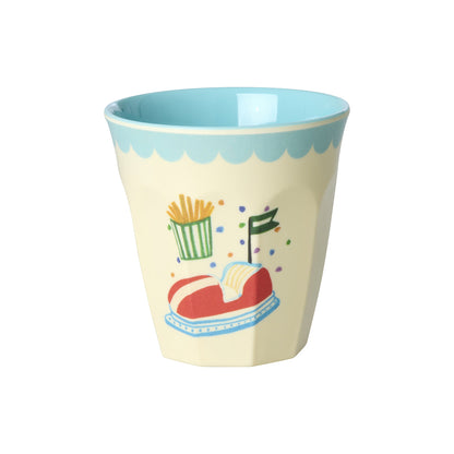 Rice Melamine Cups, Fun Fair Print, 6-Pack, Small - Mint