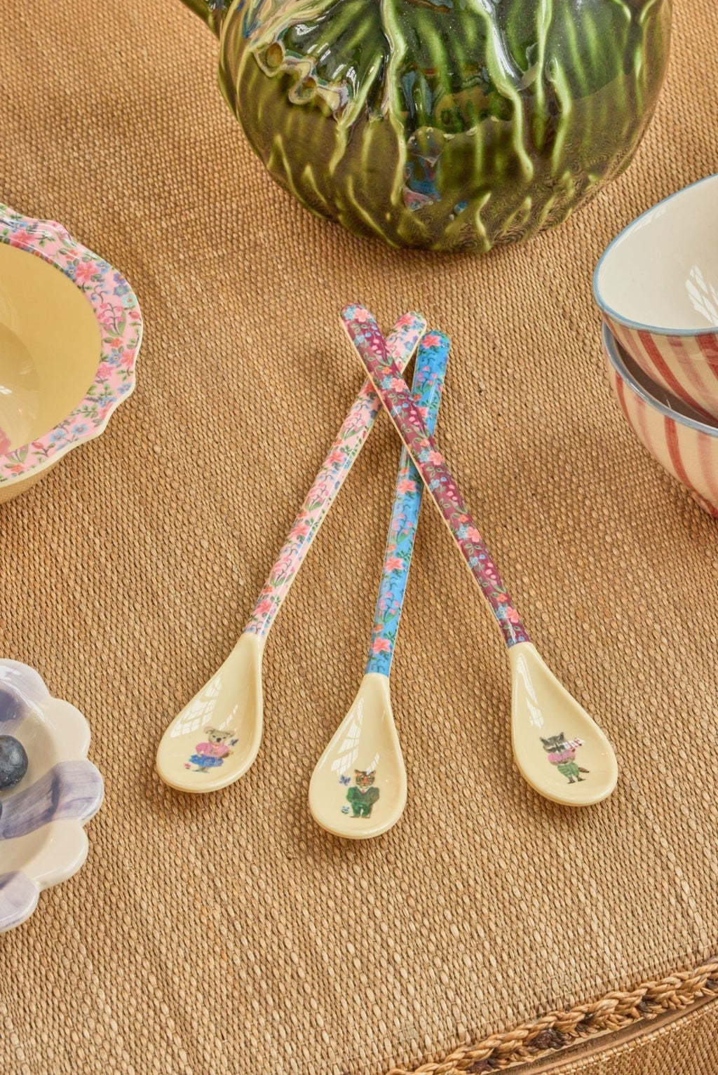 Rice Melamine Latte Spoon, Assorted Colors - Nathalie Lété Print