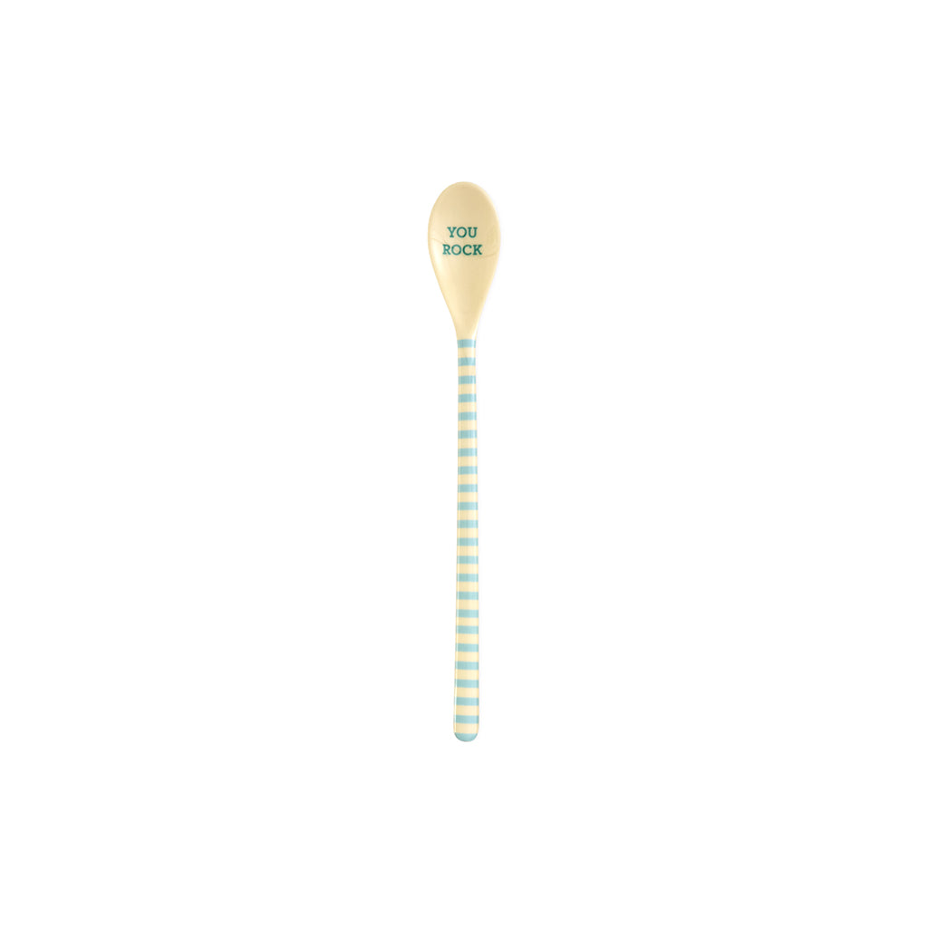 Rice Melamine Latte Spoons, Set of 3 - Green and Brown Stripes