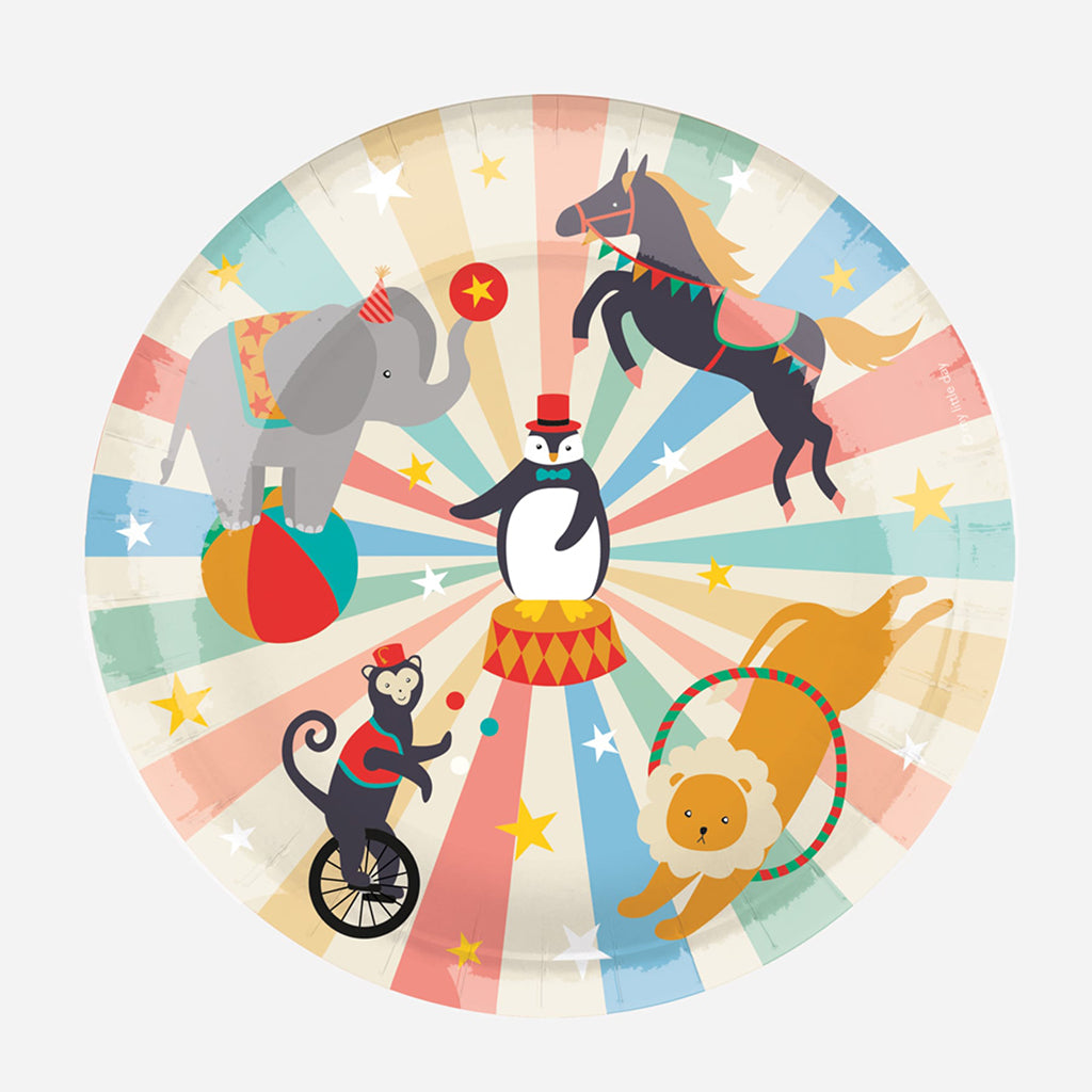 My Little Day Paper Plates, Set of 8 - Circus Theme