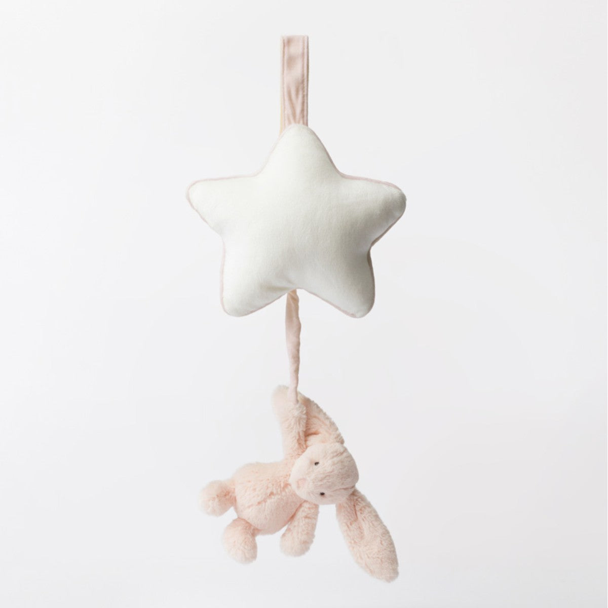 Baby Jellycat Musical Pull Toy, Bashful Bunny - Blush