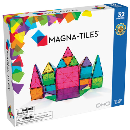 Magna-Tiles Clear Colors, Magnetic Building Set with 32 Pieces