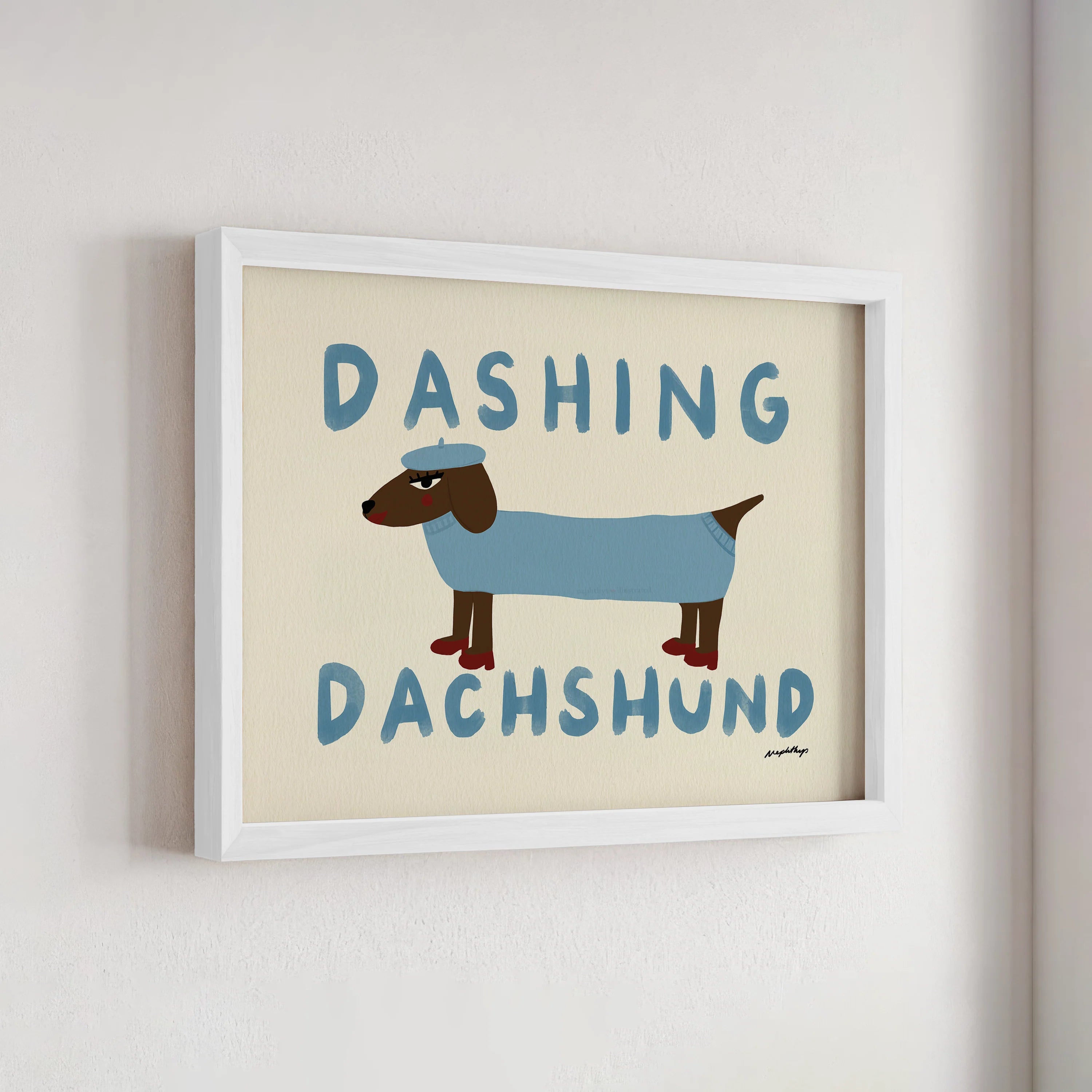 Nephthys Illustrated Art Print, Dashing Dachshund – A4