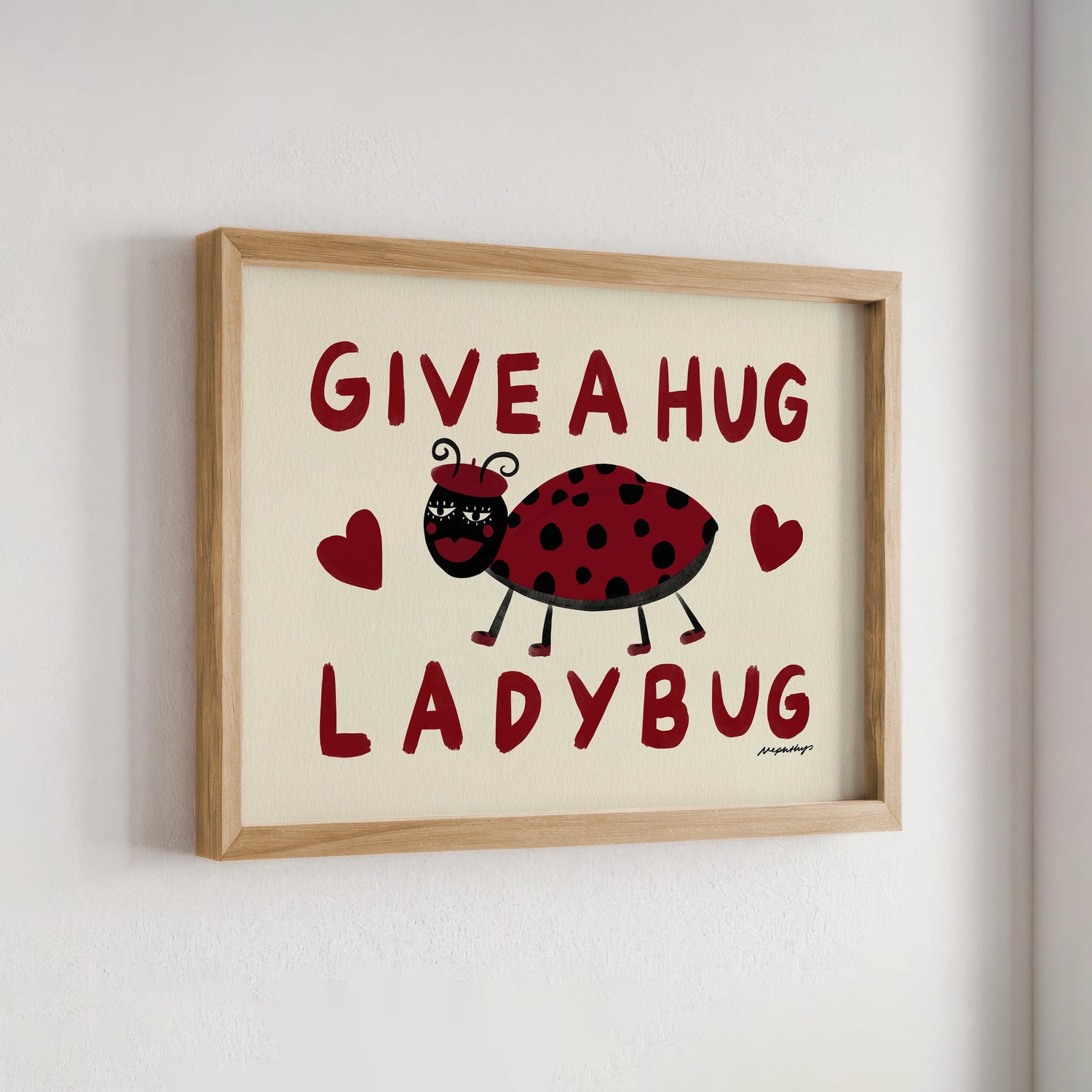 Nephthys Illustrated Poster, Give a Hug Ladybug - A4