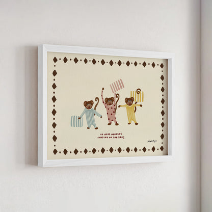 Nephthys Illustrated Poster, Monkeys on the Bed - A4