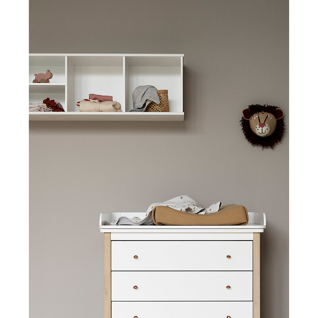 Oliver Furniture Wood shelf, 3x1 compartments – with or without horizontal plinth