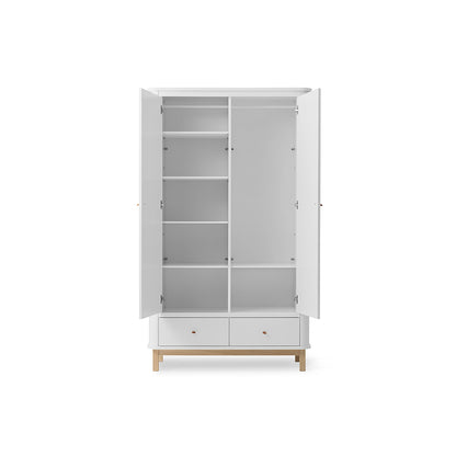 Oliver Furniture Wood Wardrobe with 2 Doors, White/Oak – 204 cm High