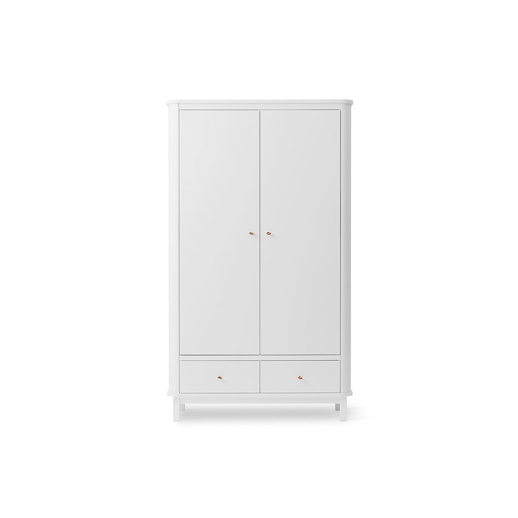 Oliver Furniture Wooden Wardrobe with 2 Doors, White - Height 204 cm
