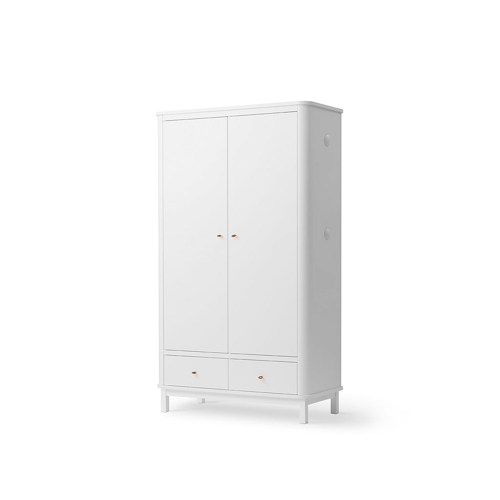Oliver Furniture Wooden Wardrobe with 2 Doors, White - Height 204 cm