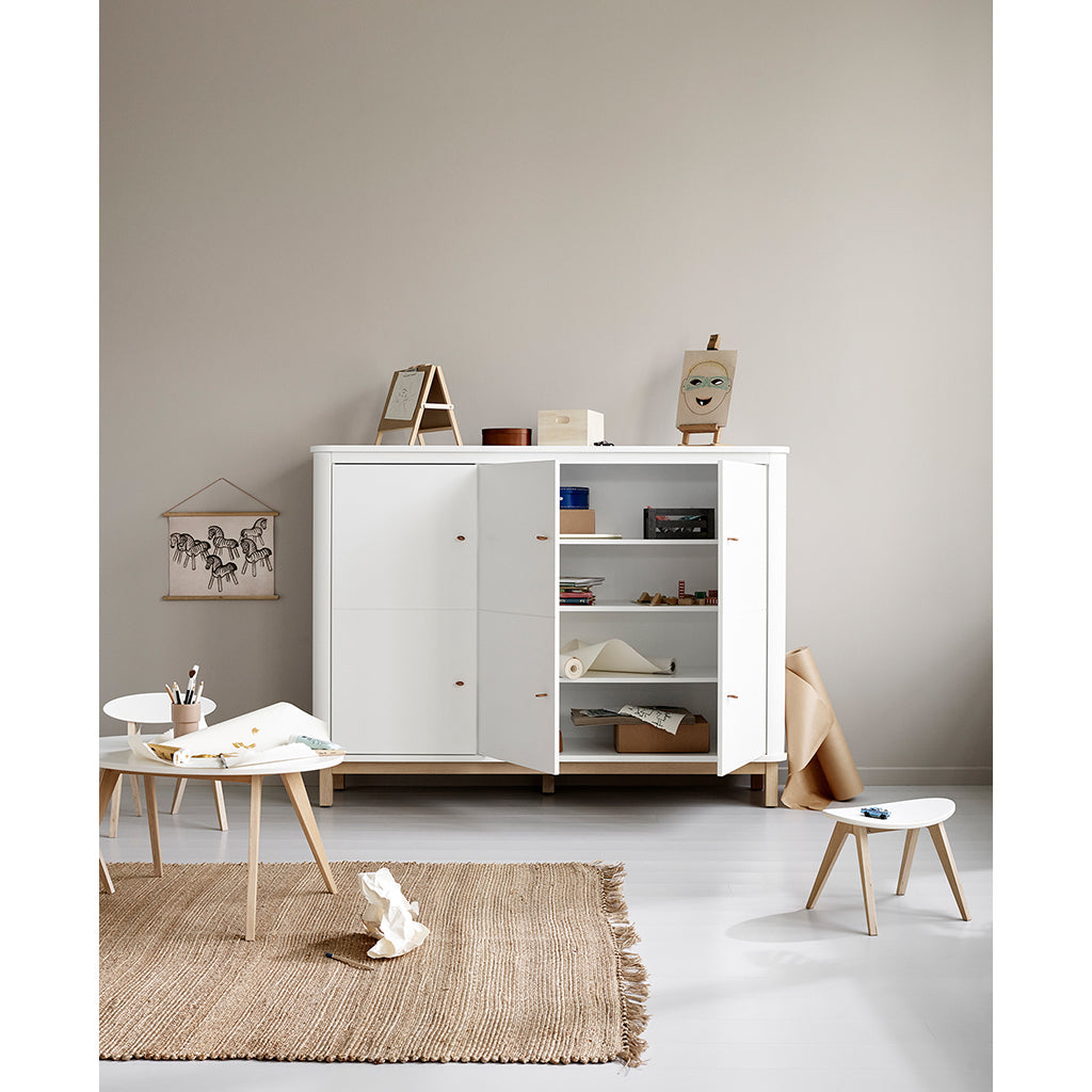 Oliver Furniture Multi-Cabinet with 3 Doors, White/Oak
