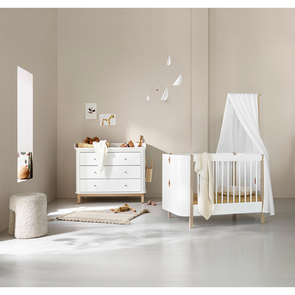 Oliver Furniture Wood Changing Dresser with 3 Drawers and Large Top - White/Oak