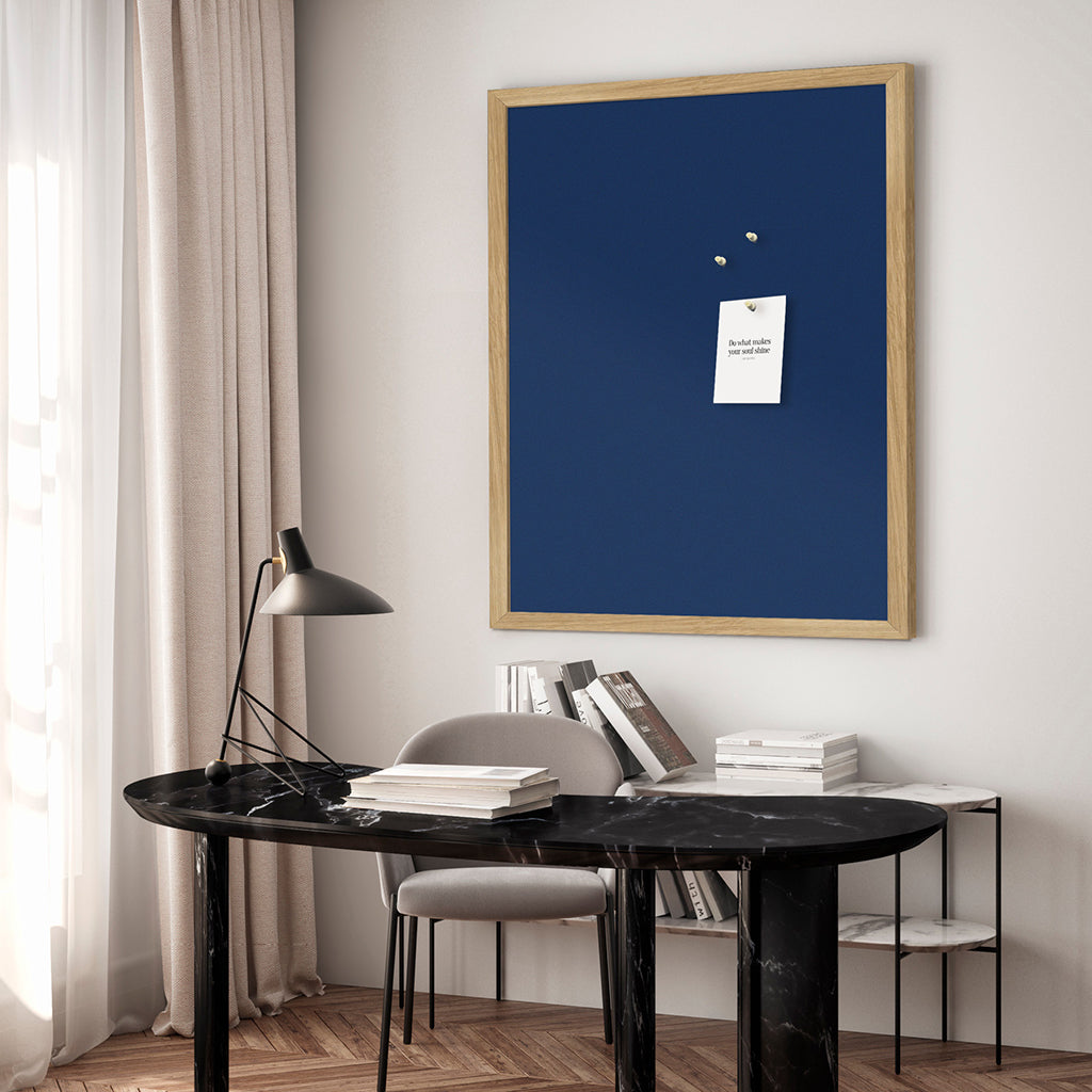 Bulletin Board with Oak Frame, Dark Blue 62 x 42 cm