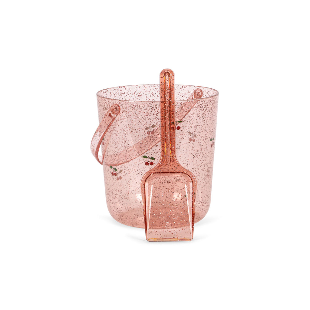 Konges Sløjd Beach Set, Glitter Bucket and Shovel - Cherry