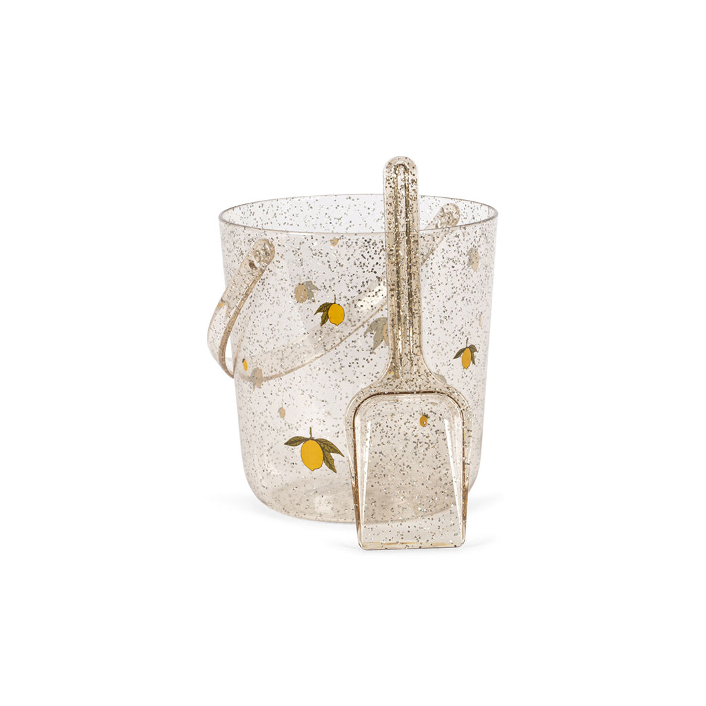 Konges Sløjd Beach Set, Glitter Bucket and Shovel - Lemon