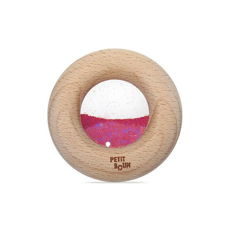 Petit Boum Baby Toy, Sensory Donut Rattle - Pink