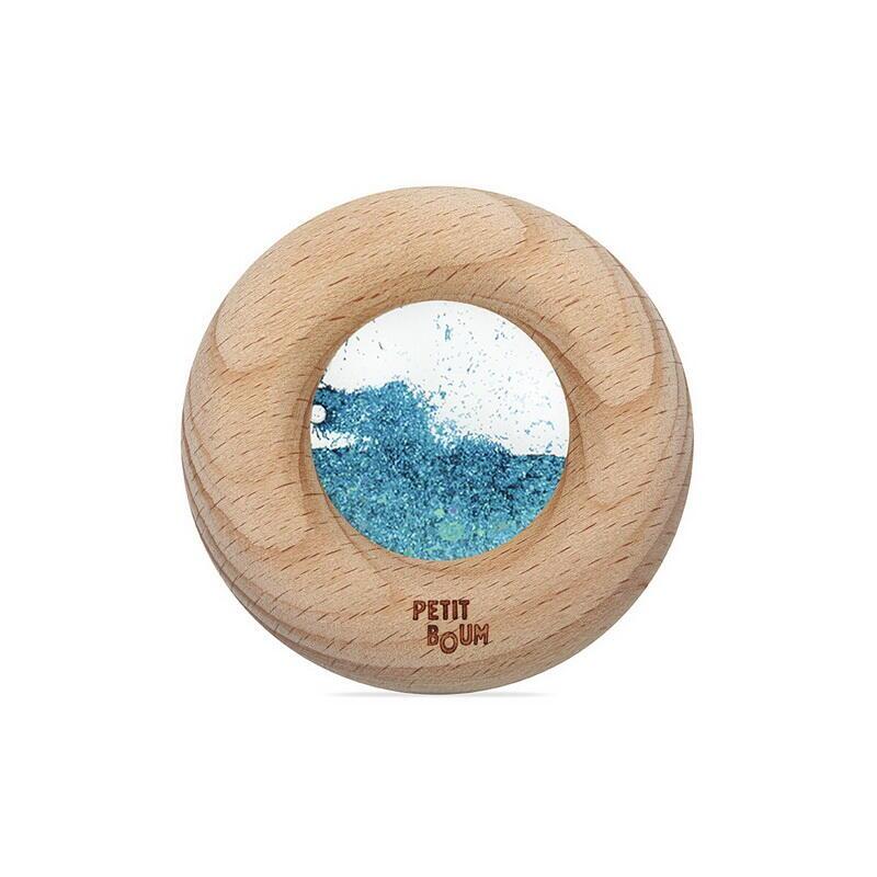 Petit Boum Baby Toy, Sensory Donut Rattle - Turquoise