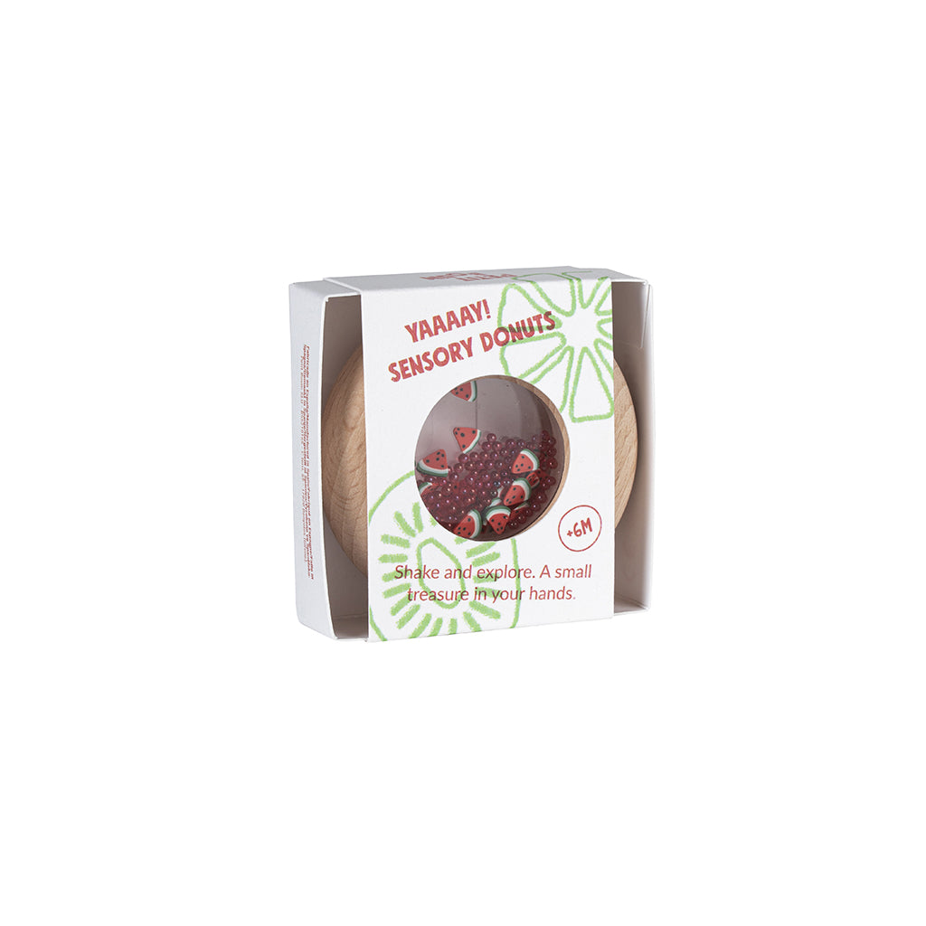 Petit Boum Baby Toy, Sensory Donut Rattle - Watermelons