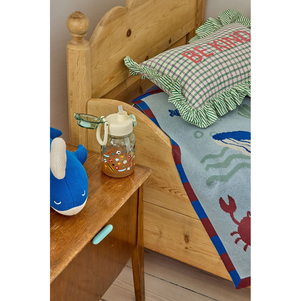 Rice Tritan Water Bottle, 700 ml – Soft Green Sports Print