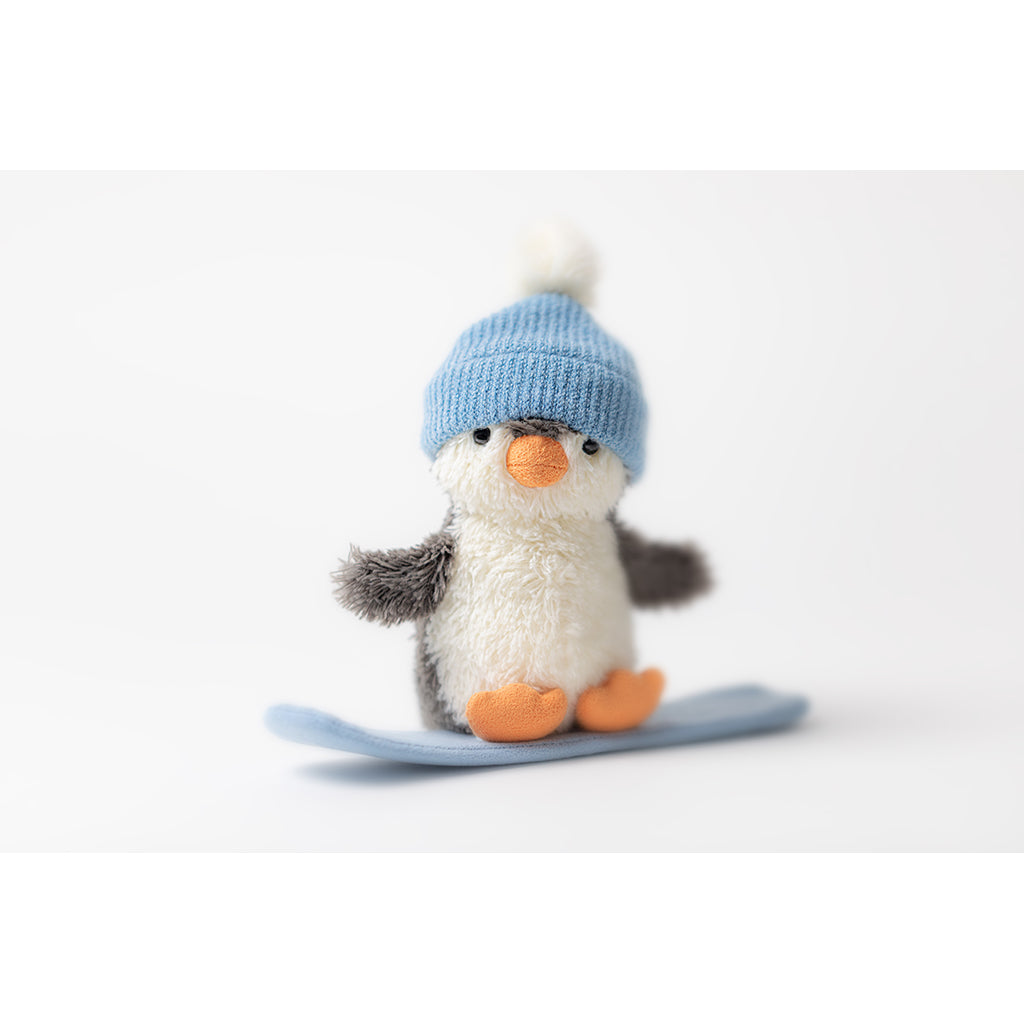 Jellycat Plush, Peanut Penguin on Snowboard - 12 cm