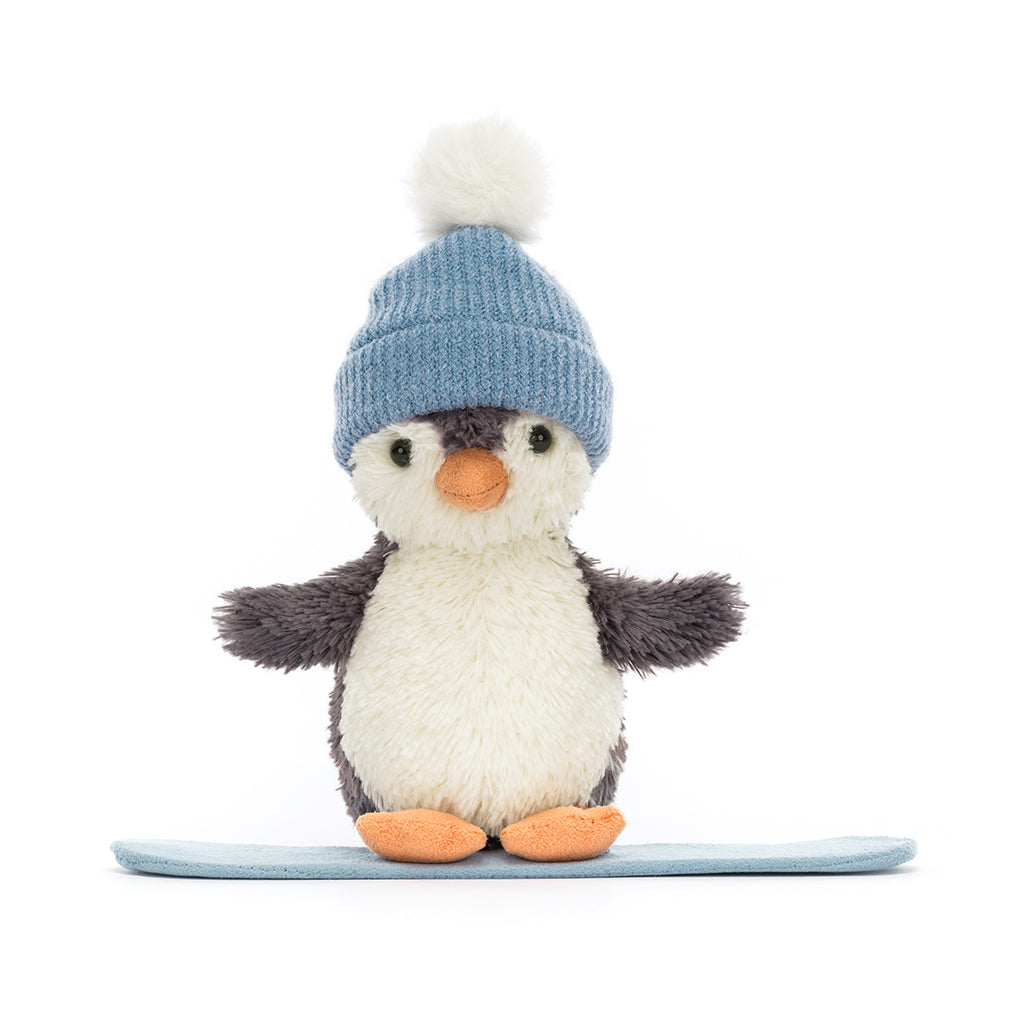 Jellycat Plush, Peanut Penguin on Snowboard - 12 cm