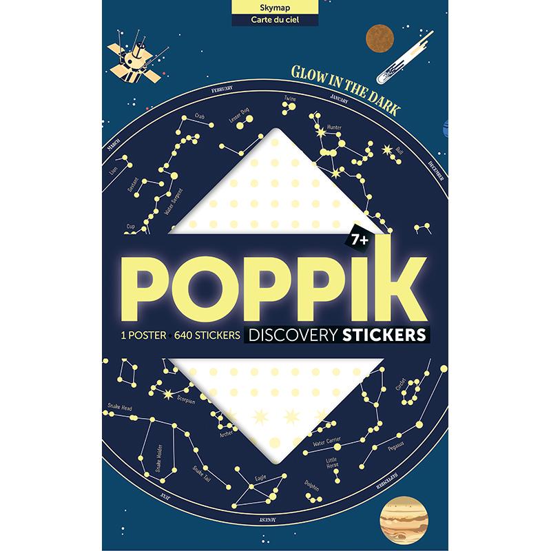 Poppik Sticker Mosaic on Paper, Poster and 640 Stickers, Glow in the Dark - Sky Map