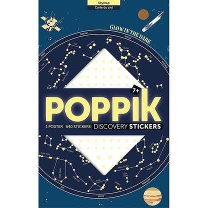Poppik Sticker Mosaic on Paper, Poster and 640 Stickers, Glow in the Dark - Sky Map