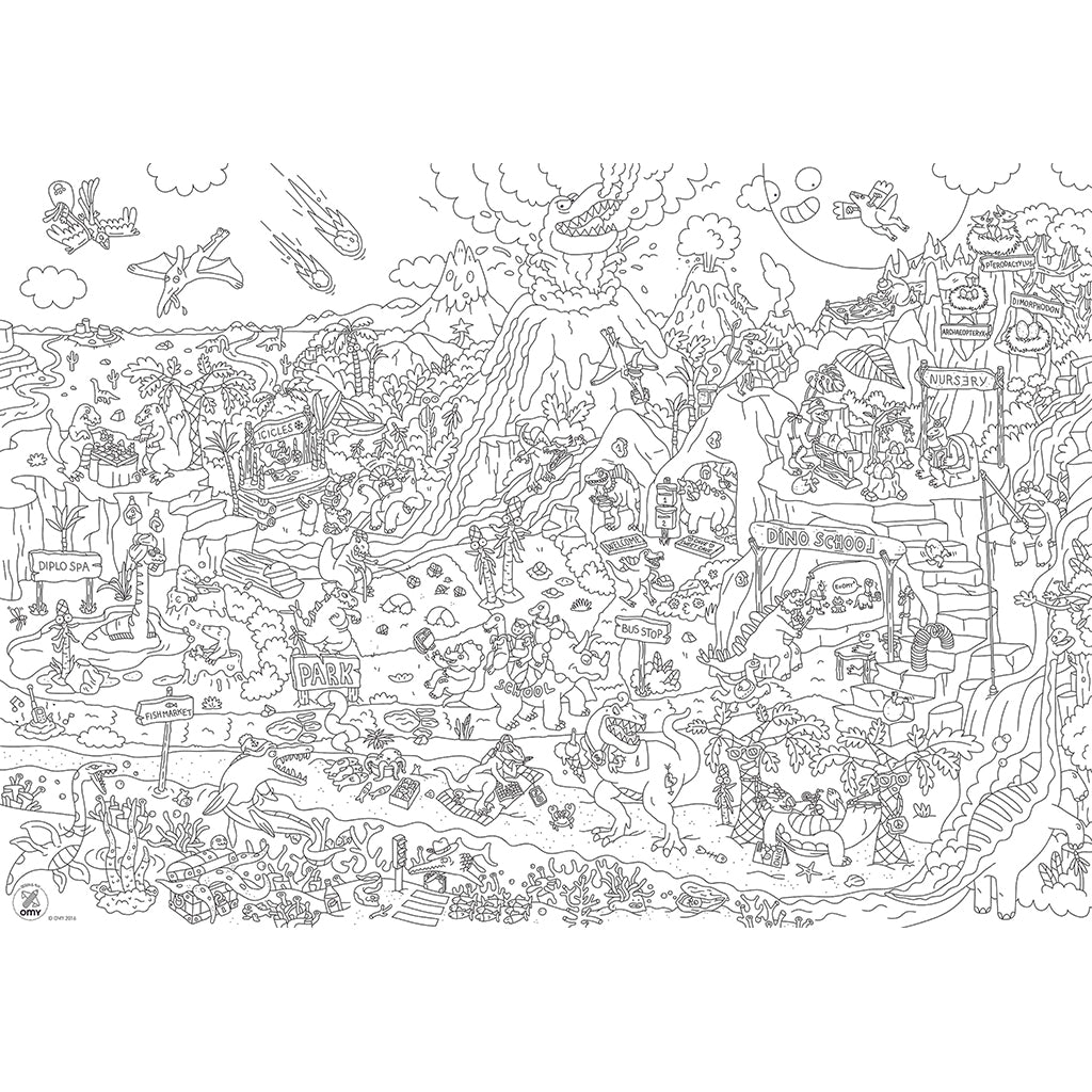 Omy Large Poster for Coloring, 70 x 100 cm - Dinos