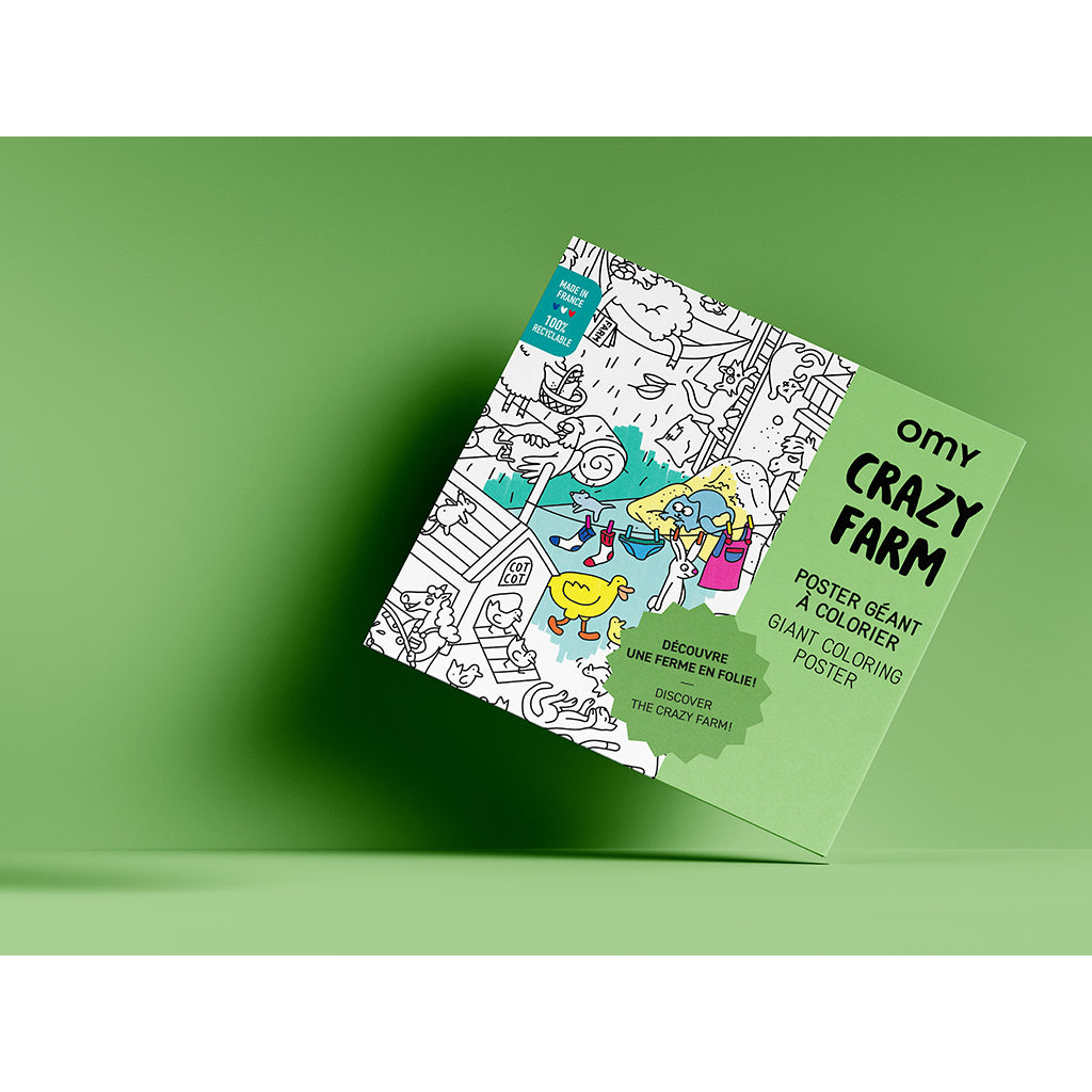 Omy Large Poster for Coloring, 70 x 100 cm – Crazy Farm