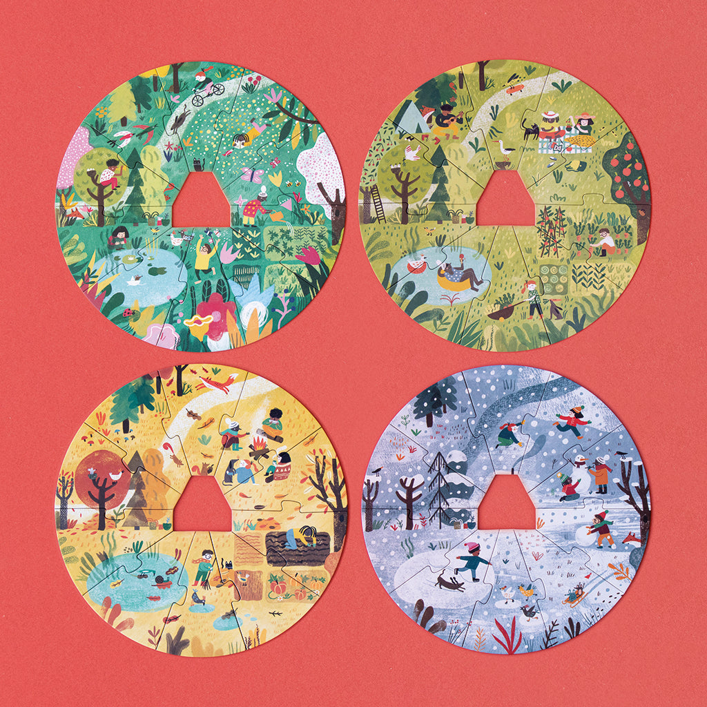 Londji Puzzle, Round, A Home for Nature, Set of 4 Puzzles with 10 Pieces Each