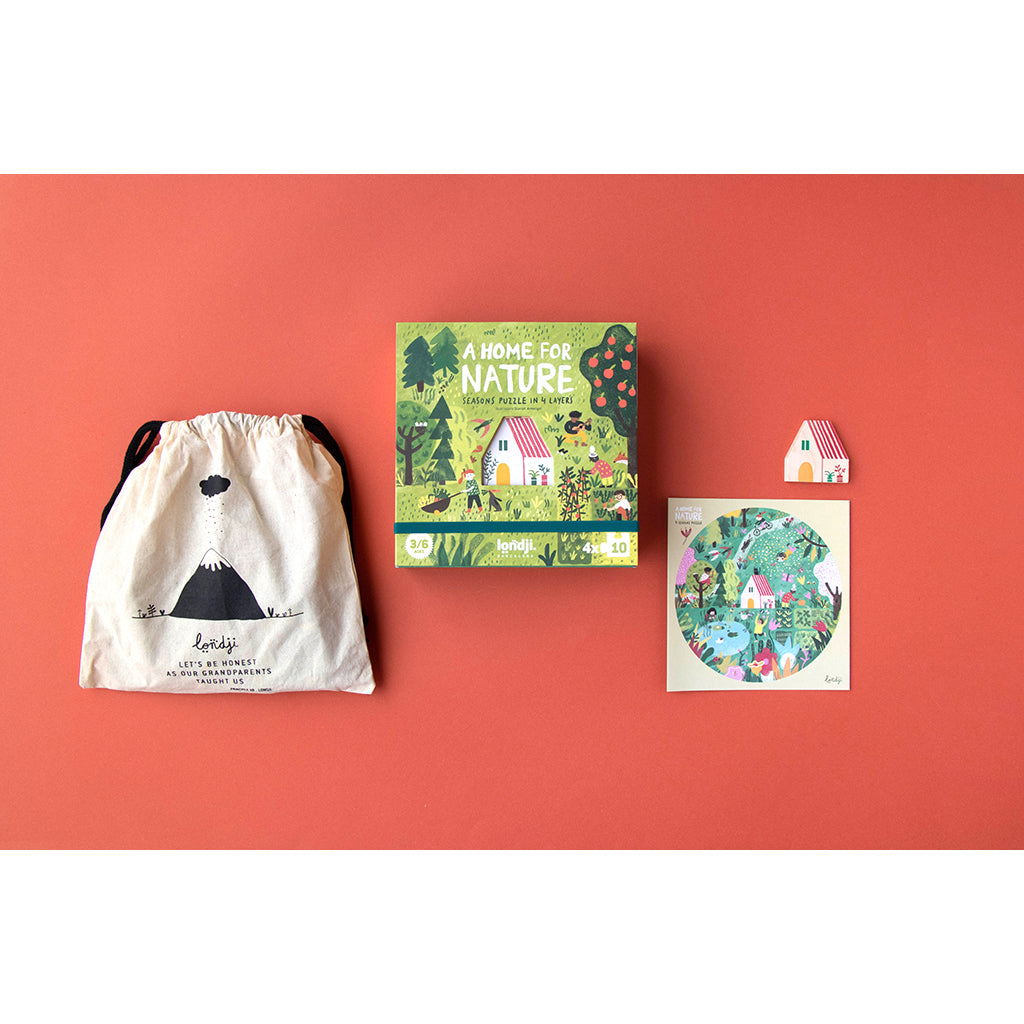 Londji Puzzle, Round, A Home for Nature, Set of 4 Puzzles with 10 Pieces Each