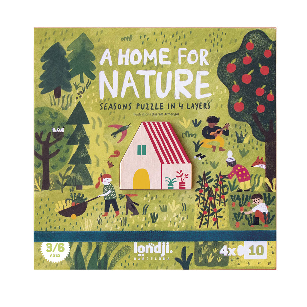 Londji Puzzle, Round, A Home for Nature, Set of 4 Puzzles with 10 Pieces Each