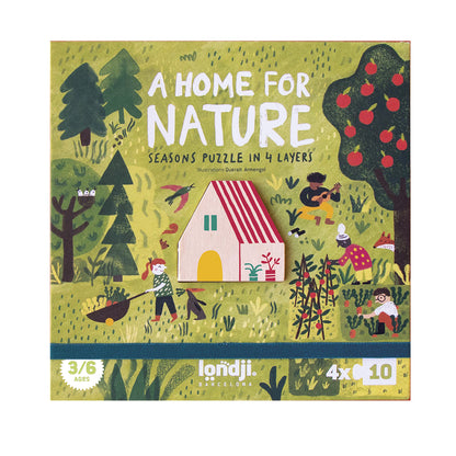 Londji Puzzle, Round, A Home for Nature, Set of 4 Puzzles with 10 Pieces Each