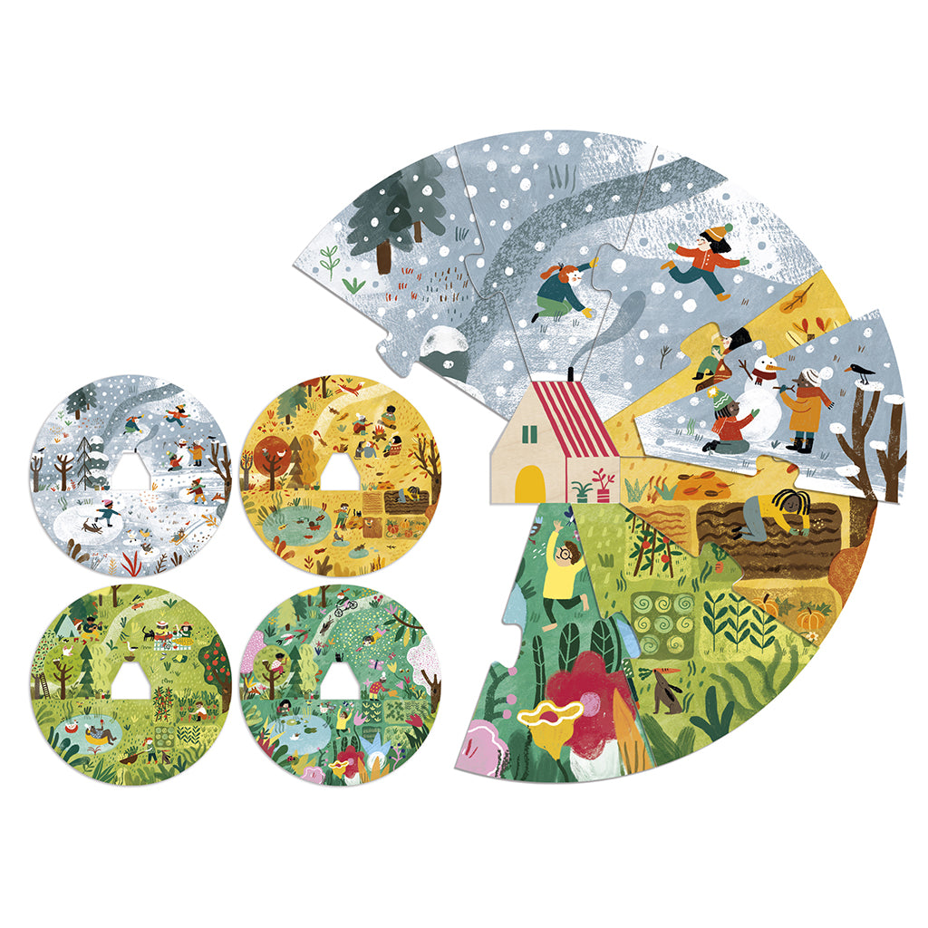 Londji Puzzle, Round, A Home for Nature, Set of 4 Puzzles with 10 Pieces Each
