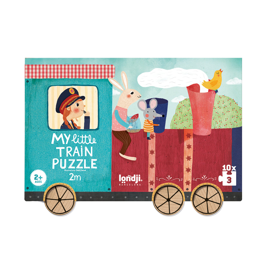 Londji Puzzle, My Little Train, Set of 10 Puzzles with 3 Pieces Each