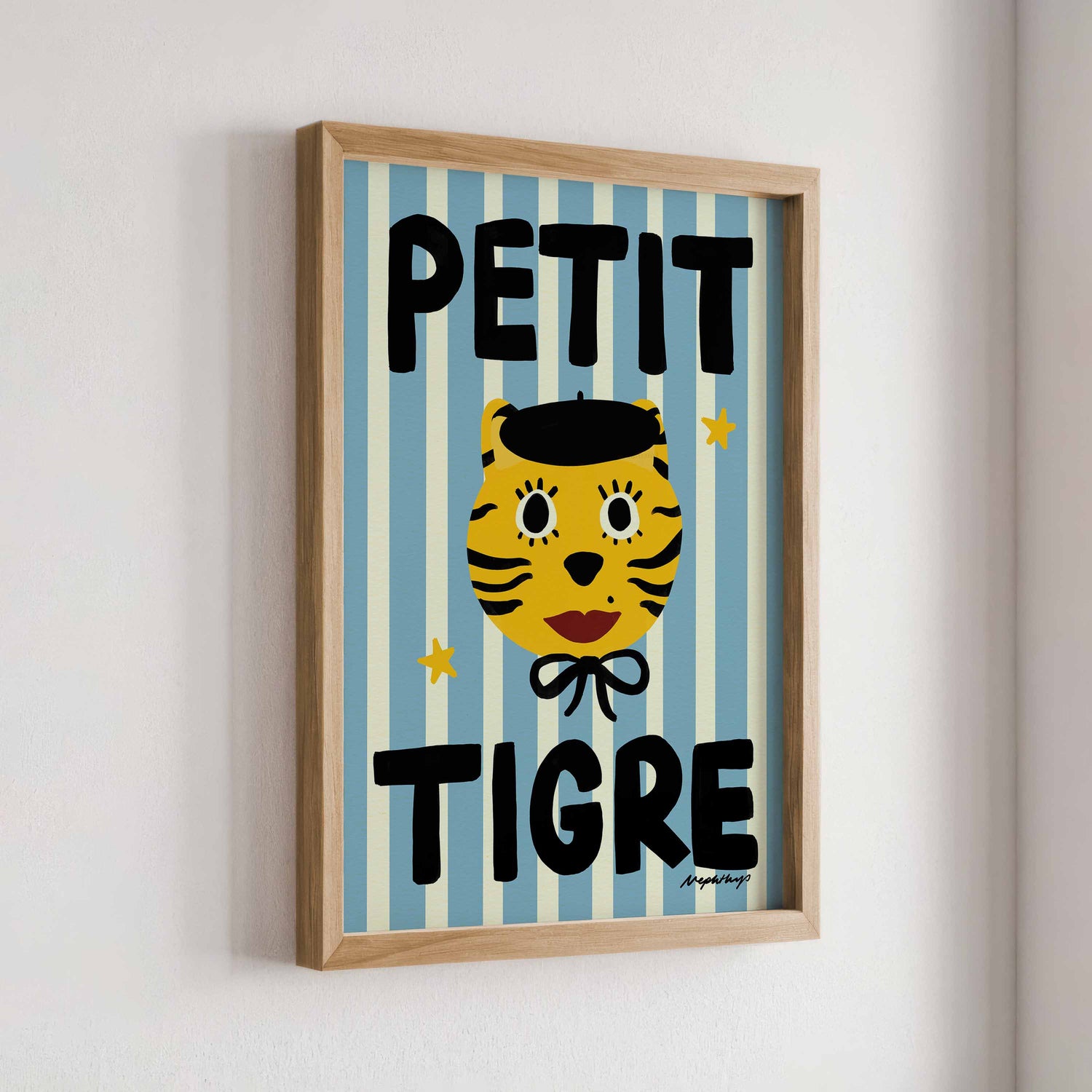 Nephthys Illustrated Poster, Petit Tigre, Blue - A4