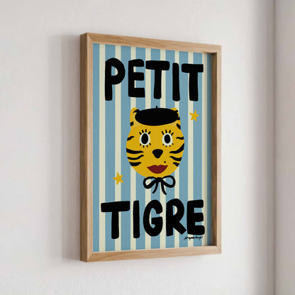 Nephthys Illustrated Poster, Petit Tigre, Blue - A4