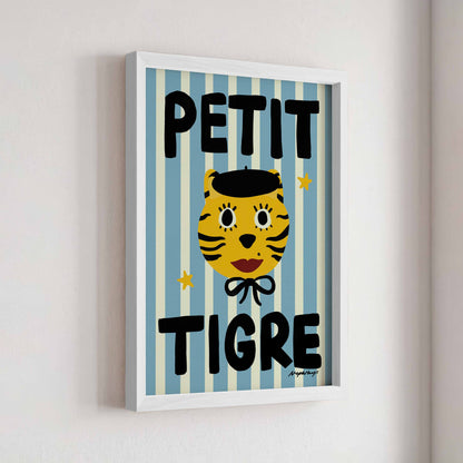 Nephthys Illustrated Poster, Petit Tigre, Blue - A4
