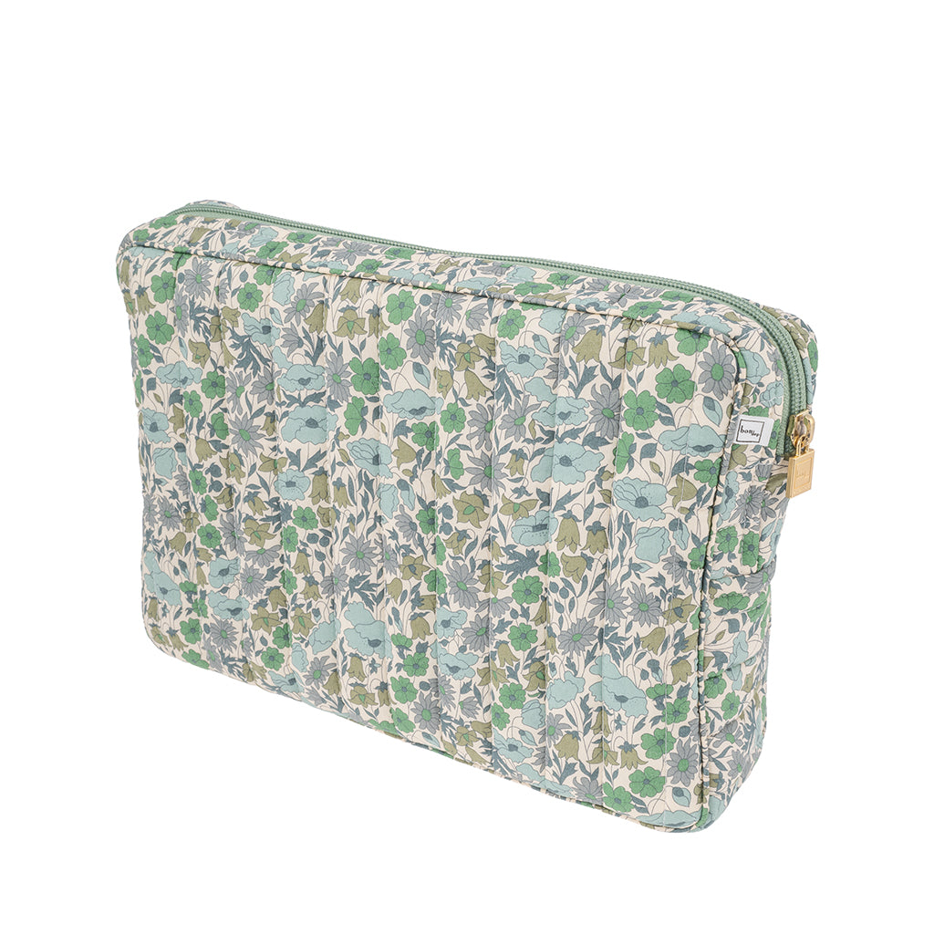 Bon Dep Large Pouch, Toiletry Bag with Liberty - Poppy and Daisy Teal