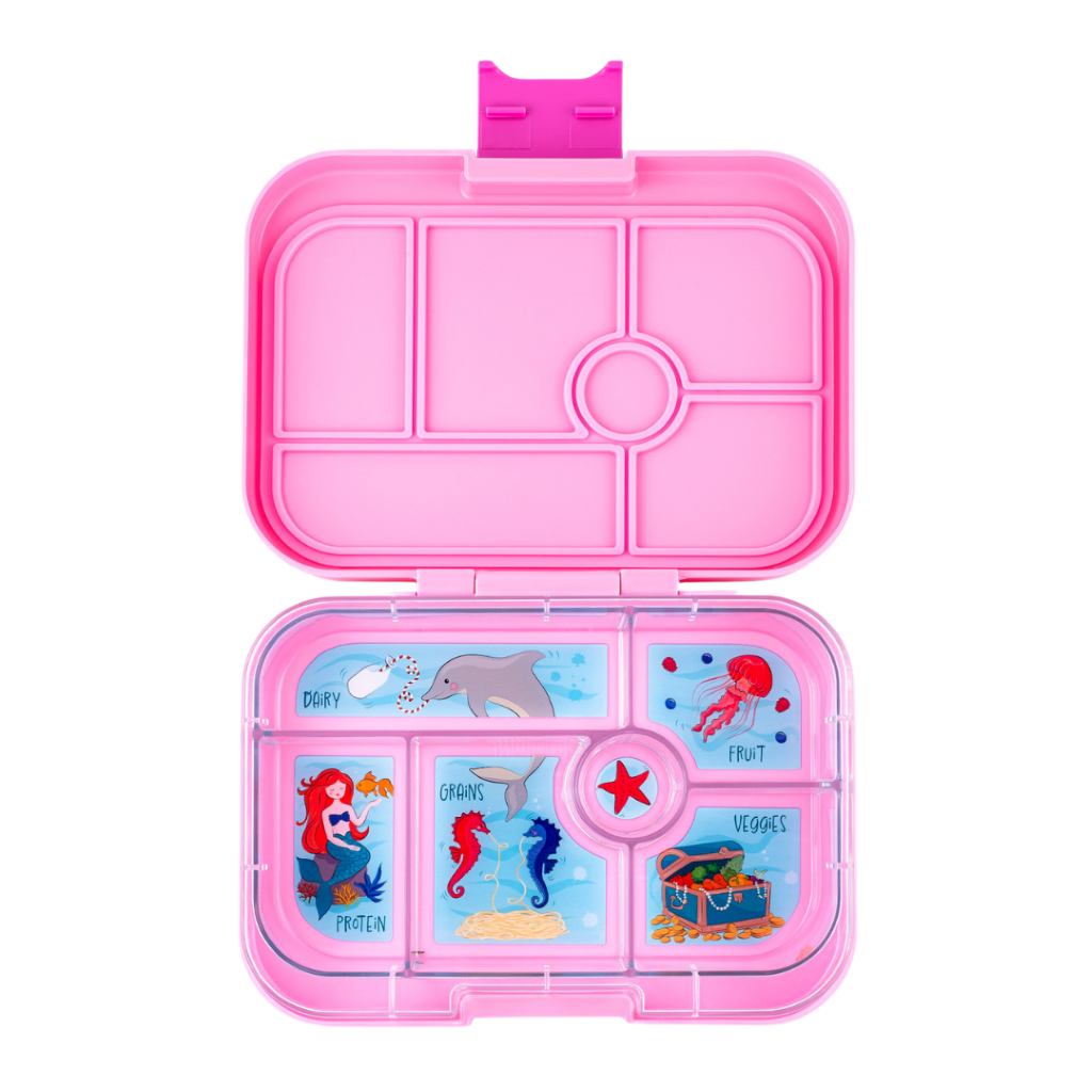 Yumbox Lunchbox with 6 Compartments, Original - Power Pink / Mermaid Tray