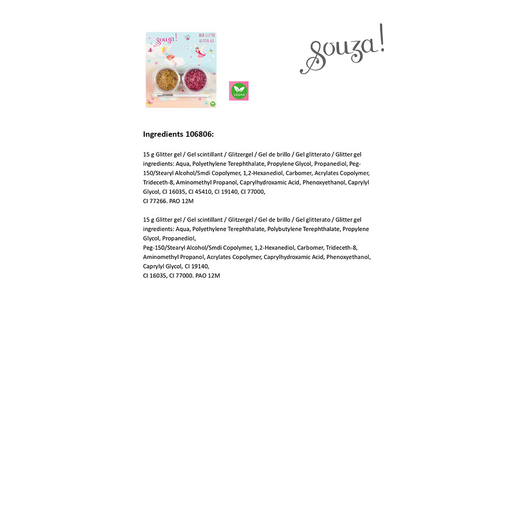 Souza Hair Glitter for Kids, Pink and Gold