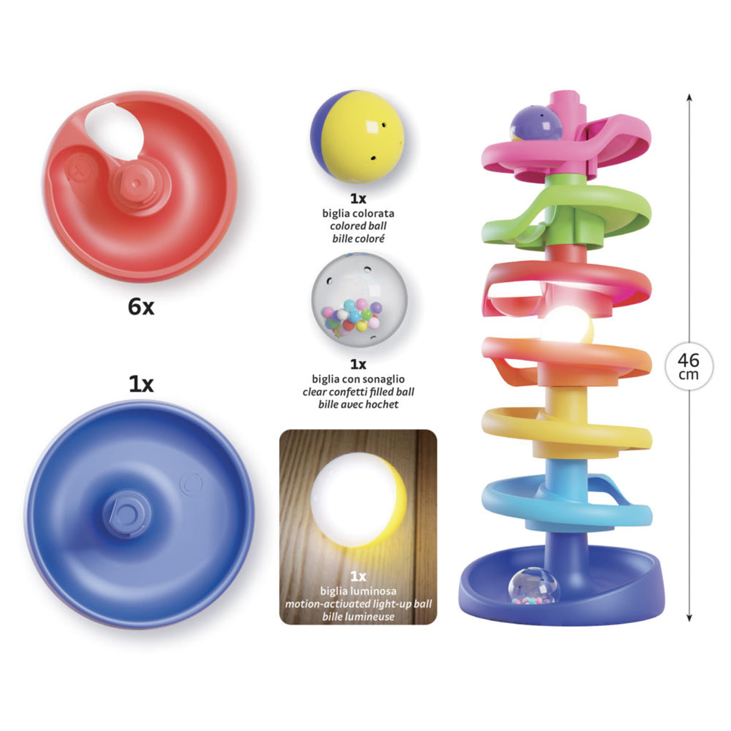 Quercetti Ball Tower with Light-Up Balls, Suitable for Ages 1 and Up