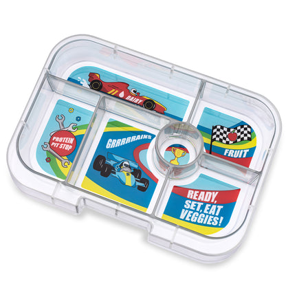 Yumbox lunchbox with 6 compartments, Original - Surf Blue / Race Cars tray